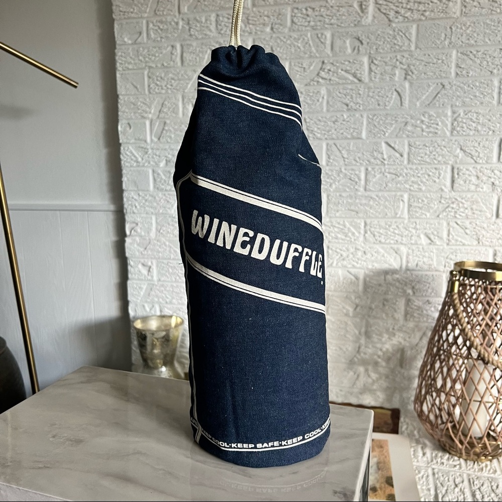 Vintage Wine Bag - 1977 Wine Duffle Wine Bottle Bag - Denim Wineduffle Bag